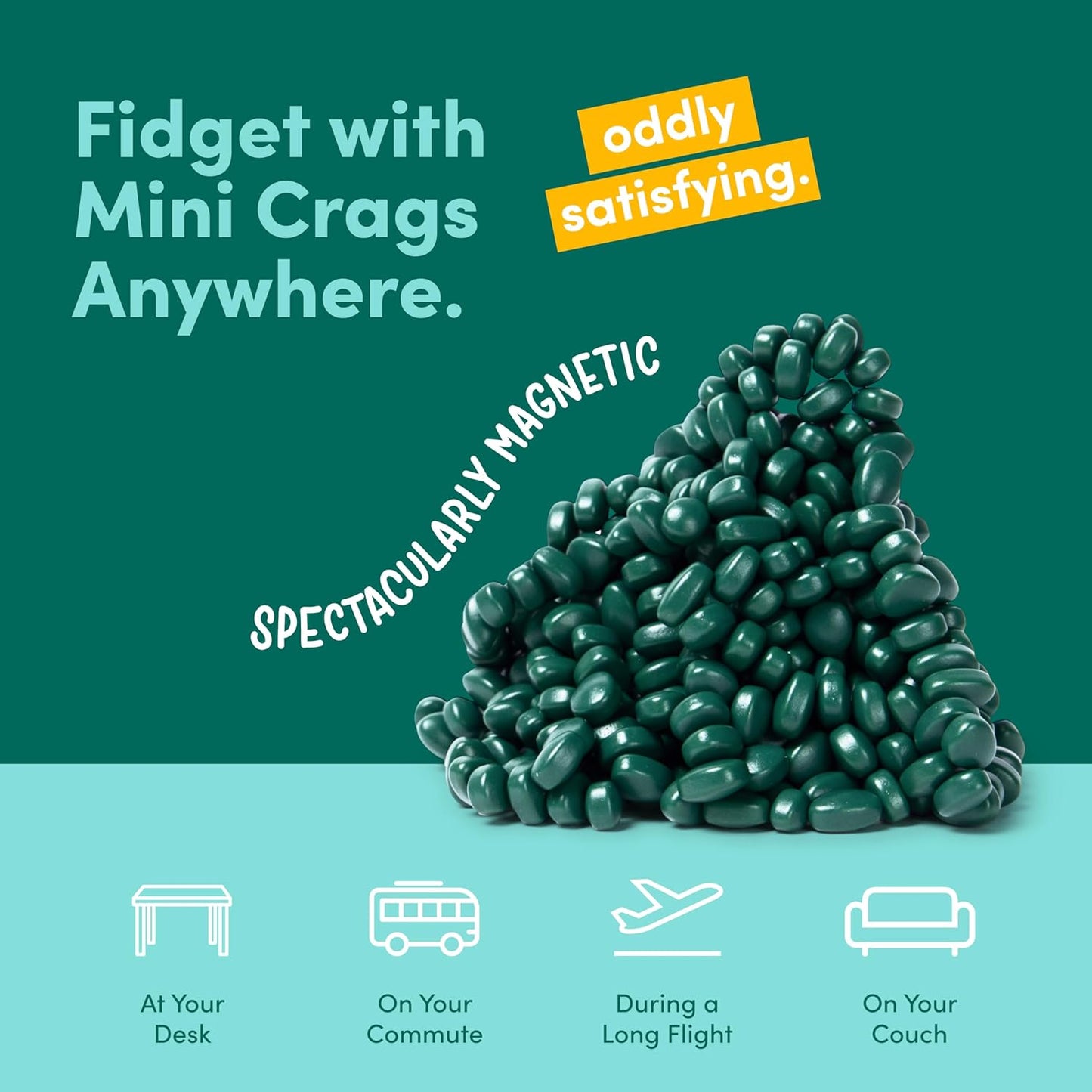 Speks Crags Ferrite Putty, Over 150 Ferrite Stones in a Metal Tin, Seriously Satisfying Fidget Toys for Adults and Desk Toys for Office, Matte Jade, Small