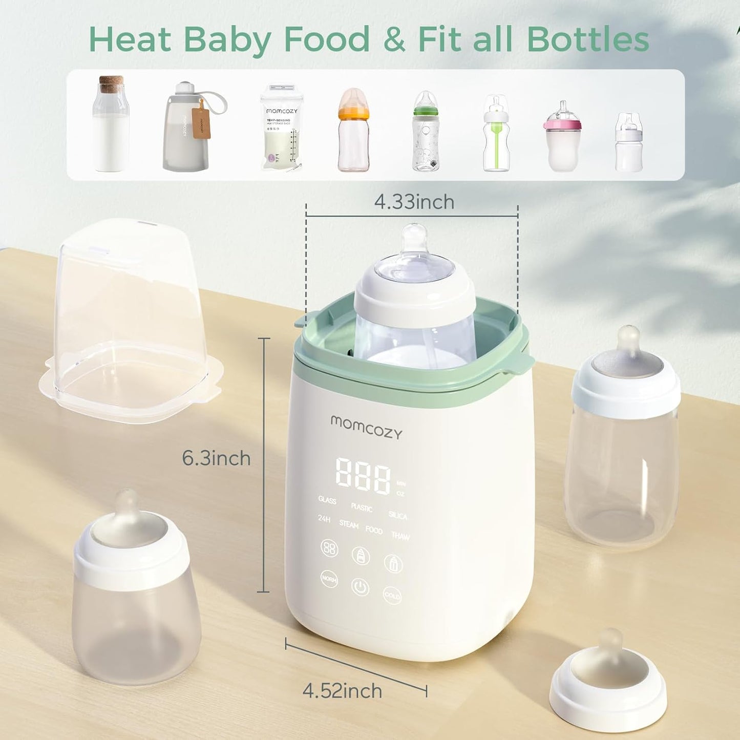Momcozy Bottle Warmer, Fast Bottle Warmers for All Bottles with Timer, Accurate Temperature Control