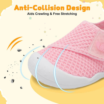 FEETCITY Baby First Walking Shoes Wide Baby Shoes Infant Sneakers Newborn Crib Shoe Barefoot Lightweight Slip On Shoe