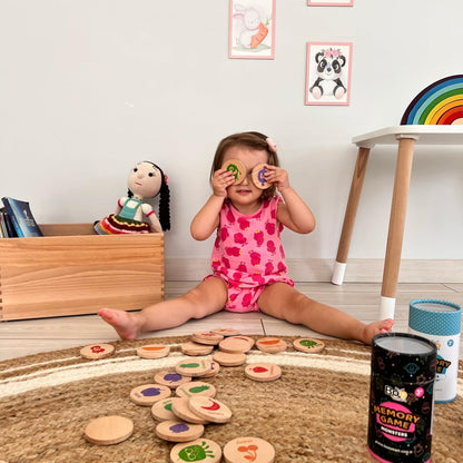 bee smart Wooden Memory Game - Matching Memory Game for Kids 3 and Up, 16Pcs | Educational Toy for Preschool Toddlers Board Games (Fruits)