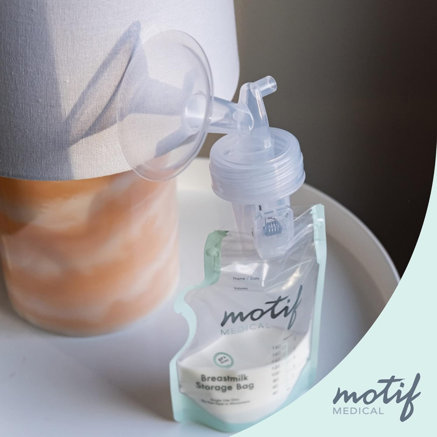 Motif Medical Pump-to-Bag Electric Breast Pump Adapter -Compatible w/Spectra S1 & S2 Breast Pump