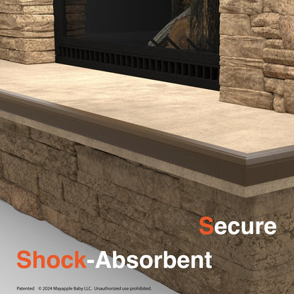 Roving Cove PreFit (Broad) Fireplace Edge Corner Protector (Extra Wide 9ft Edge 2 Corners), Baby Proofing Bumper Guards, Coffee Brown, Pre-Taped, for Straight Surfaces - New & Improved
