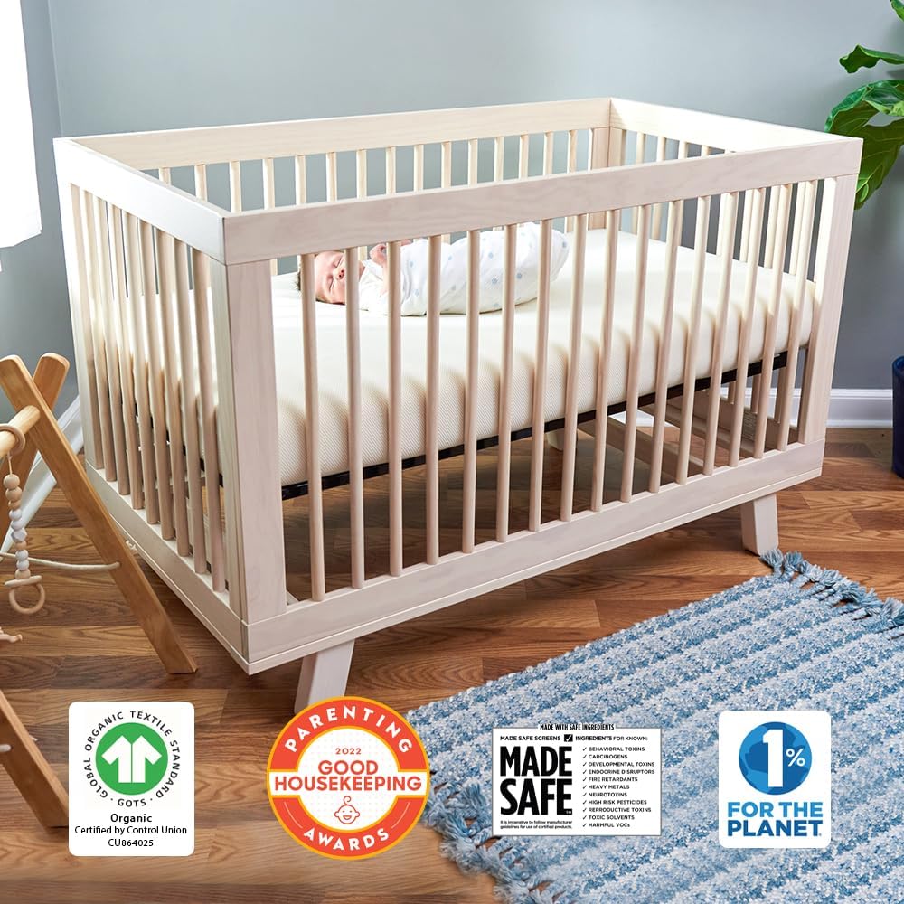 Naturepedic Organic Crib Mattress - 2-Stage 252 Coil Infant & Toddler Mattress with Protector Pad