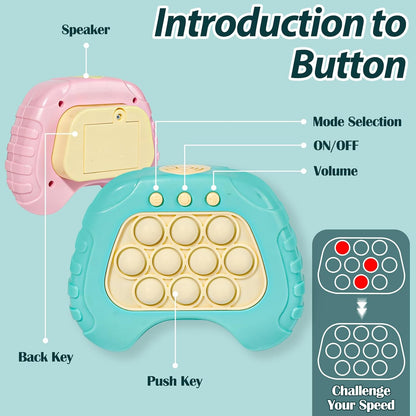 Fast Push Button Game for Kids Adults, 2 Pcs Handheld Pop Light up Fidget Game, Educational Sensory Toys for Boys Girls Birthday