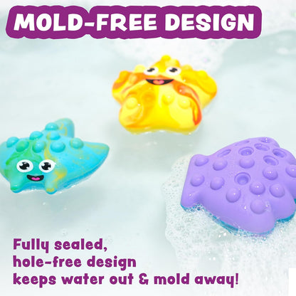 Tub Works® Tub Poppers™ Popping Kids & Toddler Bath Toys, 3 Pack | Push, Poke, Squish & Pop it