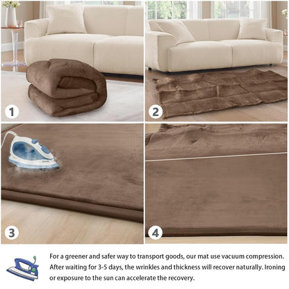 Baby Play Mat for Floor Tummy Time Mat Nursery Rug Muscle Mat Area Rug Playroom Rug Tatami Mat 6'7"x4'11" Memory Foam 1.3" Thick Crawling Mat For Babies,Toddlers, Infants, Kids,Floor Mat,Coffee