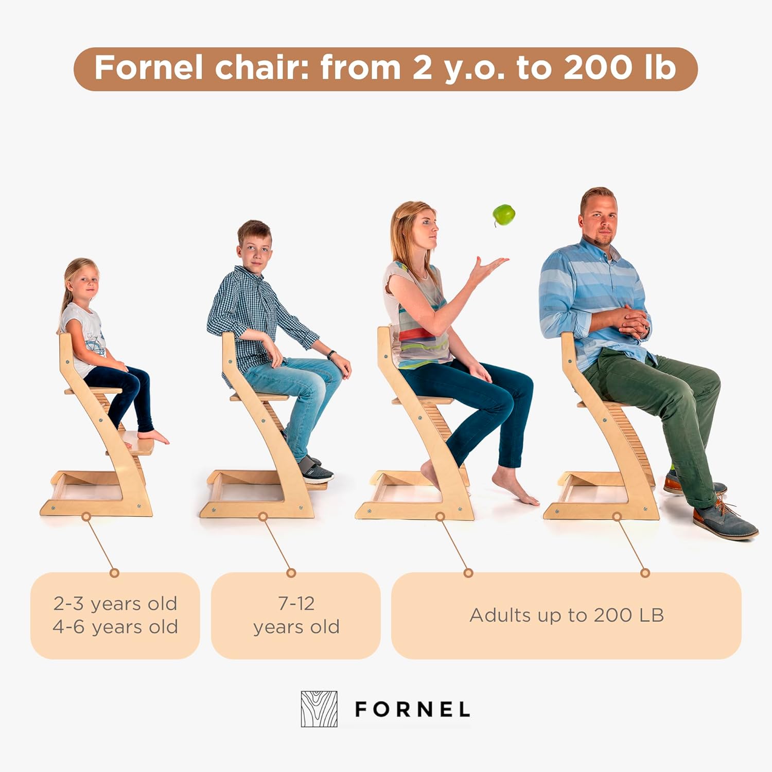 FORNEL Scandinavian Wooden High Chair | The Adjustable Grow-with-Me Chair, A Smart & Affordable