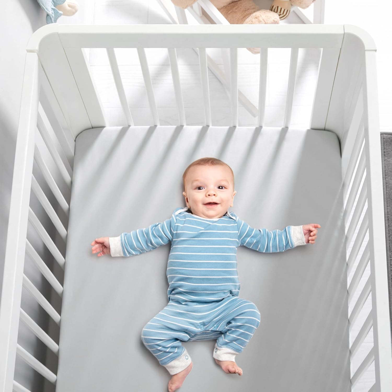 TILLYOU Baby Crib Sheets for Boys Girls, Fitted Crib Sheet 2 Pack for Standard Crib and Toddler