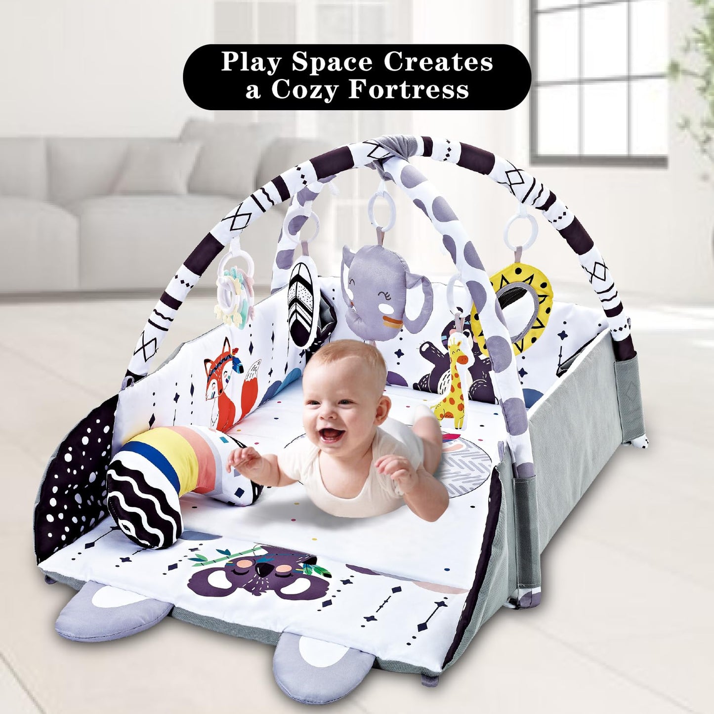 TFDER Baby Gym Play Mat, 8-in-1 Tummy Time Mat & Activity Gym, Washable Ball Pit, Infant Play Mat
