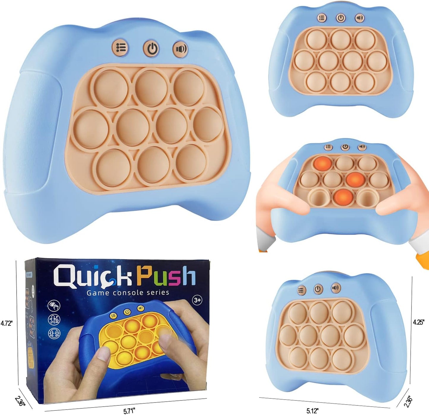 Pop The Target! Handheld Speed Pushing Game Machine: A Fun Multiplayer Game for Family. Fidget Game Toy for 6 7 8 9 10 11 12 Years Old Light Blue