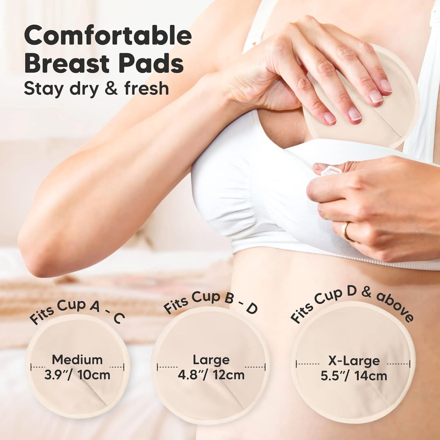 Organic Nursing Pads - 14 Washable Viscose Derived from Bamboo Breastfeeding Pads, Wash Bag