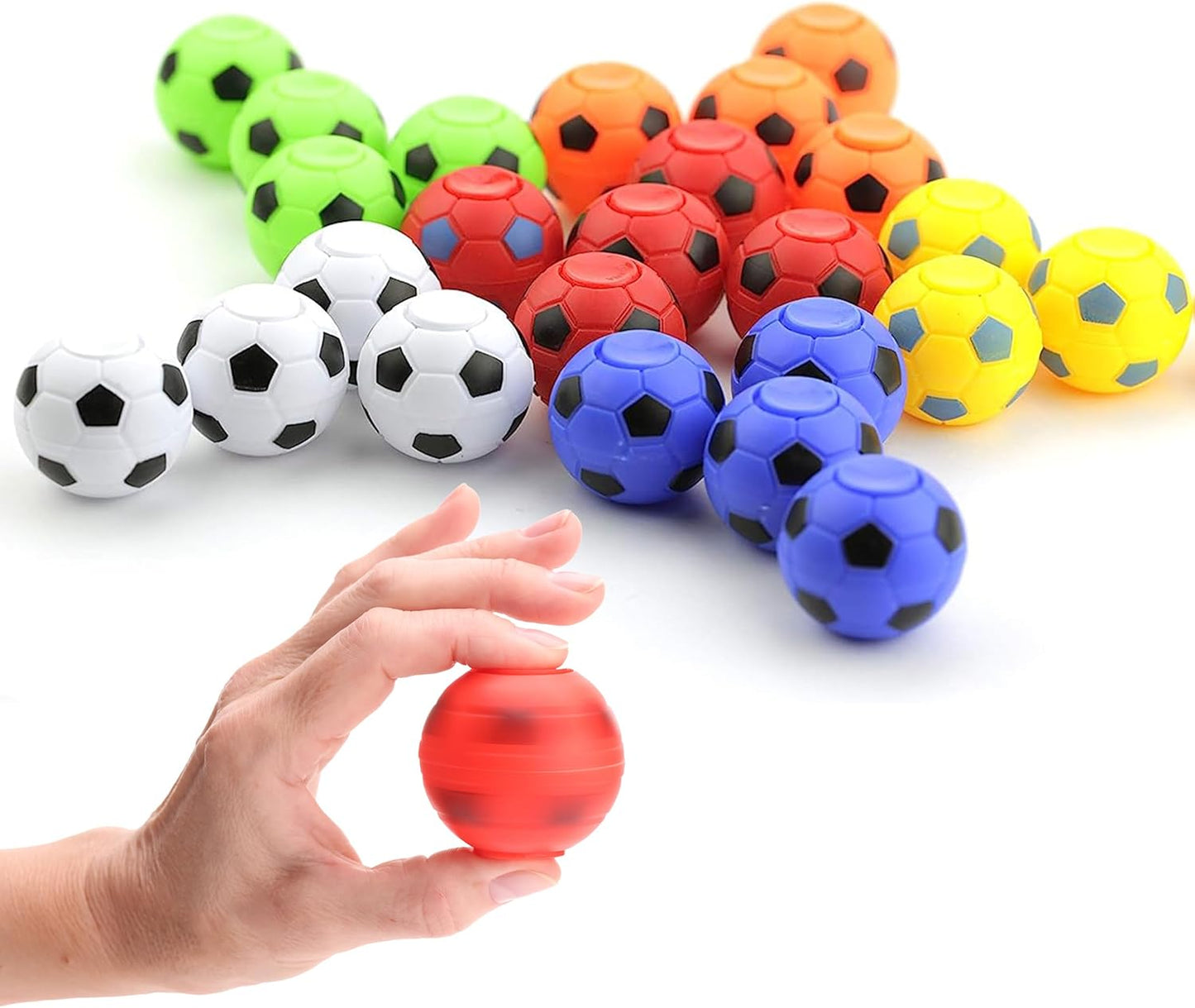 Spinner Balls 1.4''- Mini Fidget Spinner Soccer Balls - Soccer Party Favors Classroom Prizes - Sensory Toys for Kids 4-12 - Fidget Toy Gifts for Kids - Spinner Balls Bulk - 25pcs