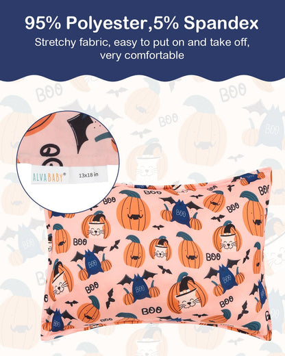ALVABABY Toddler Pillowcases Stretchy Soft Kids Pillow Cover 2 Pack Fit 13"x 18" or 12"x16" Envelope for Girl Boy Sleepy Travel Christmas 2TPE36A