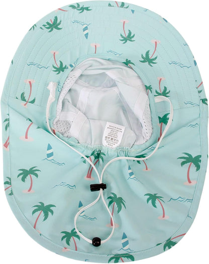 CHUNG Baby Sun Protection Hat Summer Toddler Adjustable UPF 50+ Wide Brim Neck Flap Beach Caps Boys Girls 1-12 Years Kids