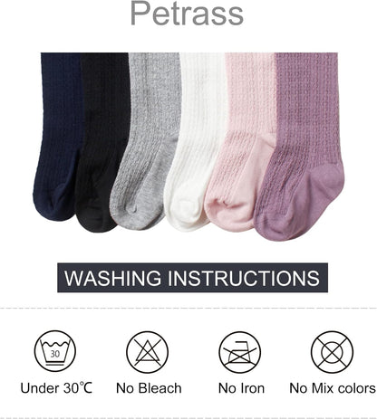Petrass Baby Girls Cable Knitted Tights Infant Full-Footed Seamless Cotton Tights New-born Girls Seamless Leggings 3/4/5/6
