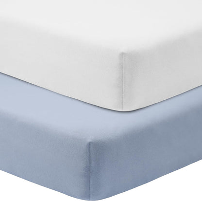 Crib Sheets for Boys Girls,100% Cotton Fitted Crib Sheet 2 Pack for Standard Crib and Toddler
