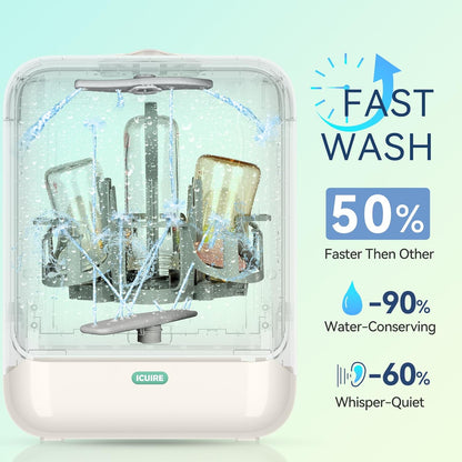 ICUIRE Baby Bottle Washer, Sterilizer & Dryer Pro, Newborn Essential for Parents One-Hand