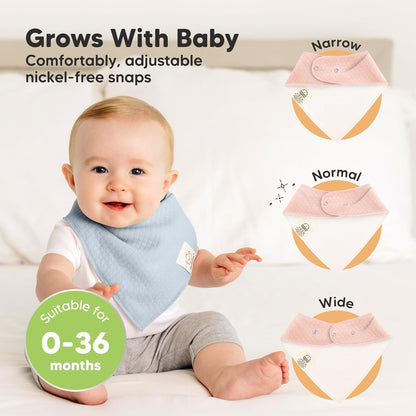 KeaBabies 8-Pack Bandana Bibs for Baby Girls, Boys - Organic Cotton Baby Bibs for Drooling & Teething Newborn, Toddler, Infant 0-36 months, Extra Soft, Absorbent Cloth with Snaps (Dawn)