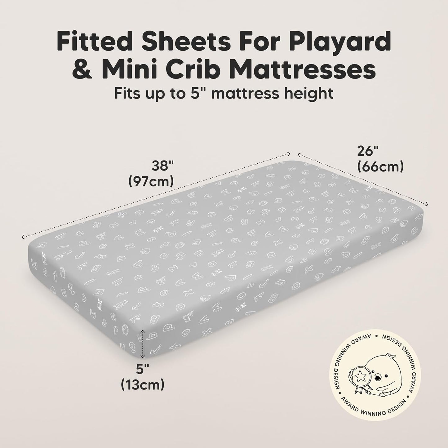 2-Pack Mini Crib Sheets Fitted - 38x26 Pack N Play Sheets for Pack and Play Mattress, Organic