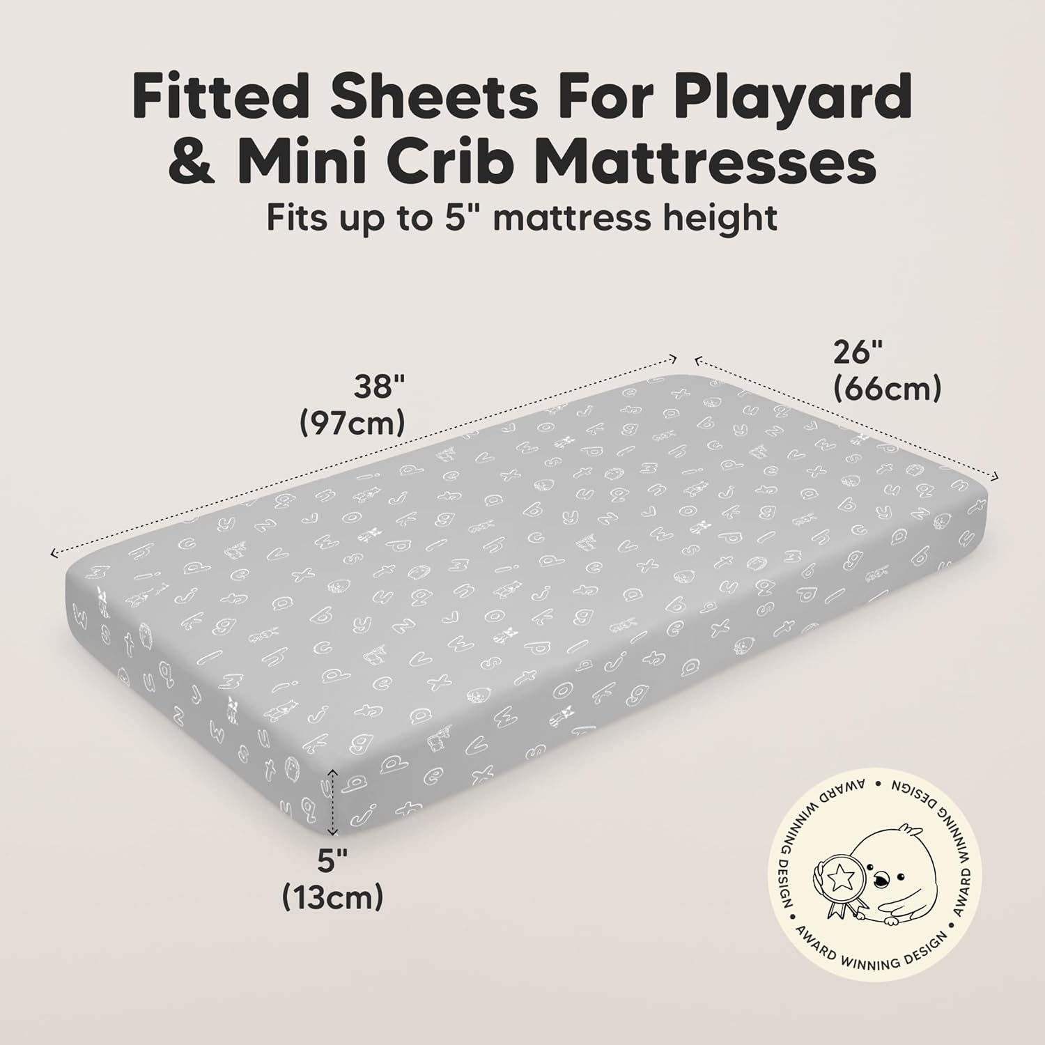 2-Pack Mini Crib Sheets Fitted - 38x26 Pack N Play Sheets for Pack and Play Mattress, Organic