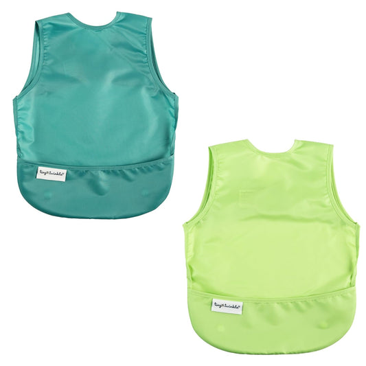 Tiny Twinkle Mess Proof Apron Bibs - 2 Pack Waterproof & Lightweight Baby Bibs for Led Weaning | 100% Recycled Polyester, Easy Clean & Machine Washable (Rainforest, Small 6-24 Months)
