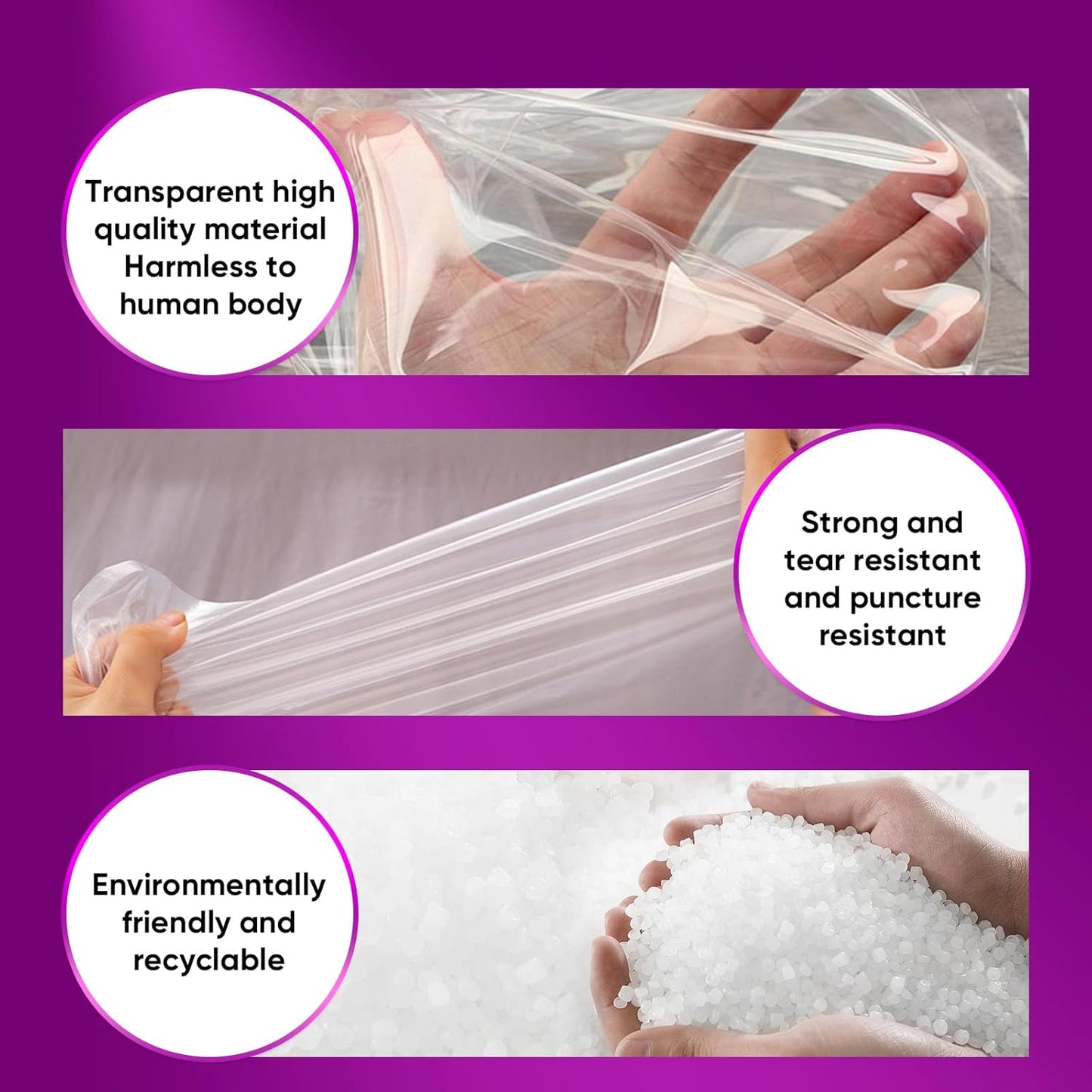 ZCHENBS® – Mattress Bags for Moving and Storage,Mattress Bag with Zippers,5 Mil Ultra-Thick Bed Bag,Waterproof,Anti-Tear,Heavy-Duty Mattress bag (Tansparent/Purple, Queen-(2 Pack))