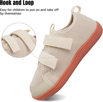 WateLves Toddler Little Kids Wide Barefoot Shoes The First Walking Shoes Girls Boys Breathable Zero Drop Minimalist Sneakers with Wide Toe Box Natural to Grow