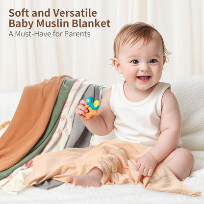 Muslin Swaddle Blankets for Newborn, 2 Pack Breathable Soft Receiving Blanket, Large 41 x 41 inches