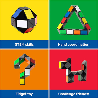 Rubik's Twist, Colorful 3D Puzzle Classic Brain Teaser Retro Fidget Toy Bend & Twist Into Shapes Objects Animals, for Adults & Kids Ages 8 and up