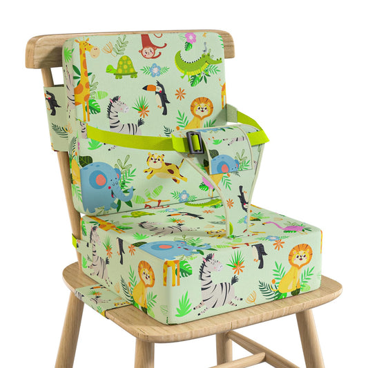 Vahlbeste Booster Seat for Kitchen Chair with Backrest & 4 Adjustable Straps, Portable TPU