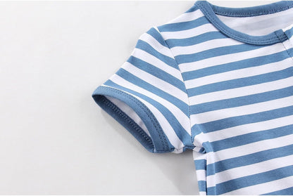 2 Pack Unisex Baby Short Sleeve Rompers 2 Way Zipper New Born One-Piece Jumpsuits 0-24Months Infant Outfits