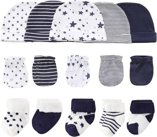 Baby Hats Mittens and Socks Set Cotton Newborn Hat Beanie Soft Infant Girls Boys Caps Gloves 0-6 month