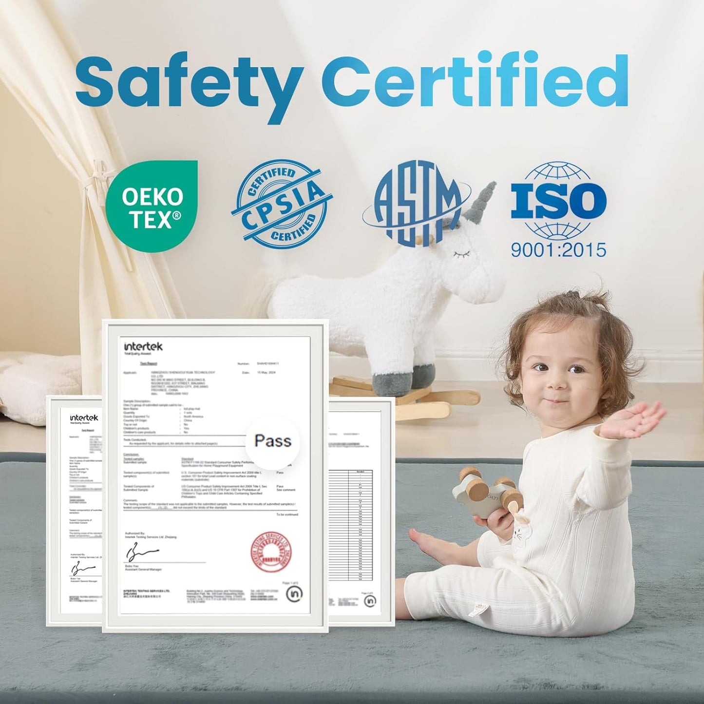 Ultra Soft Baby Play Mat,79"×118" Extra Large Activity Tummy Time Mat for Toddlers,Infants,Kids,1.3" Thick Elasti-Foam Nursery Rug for Floor,Non-Slip Safe for Crawling,Water-Repellent(Dark Grey)