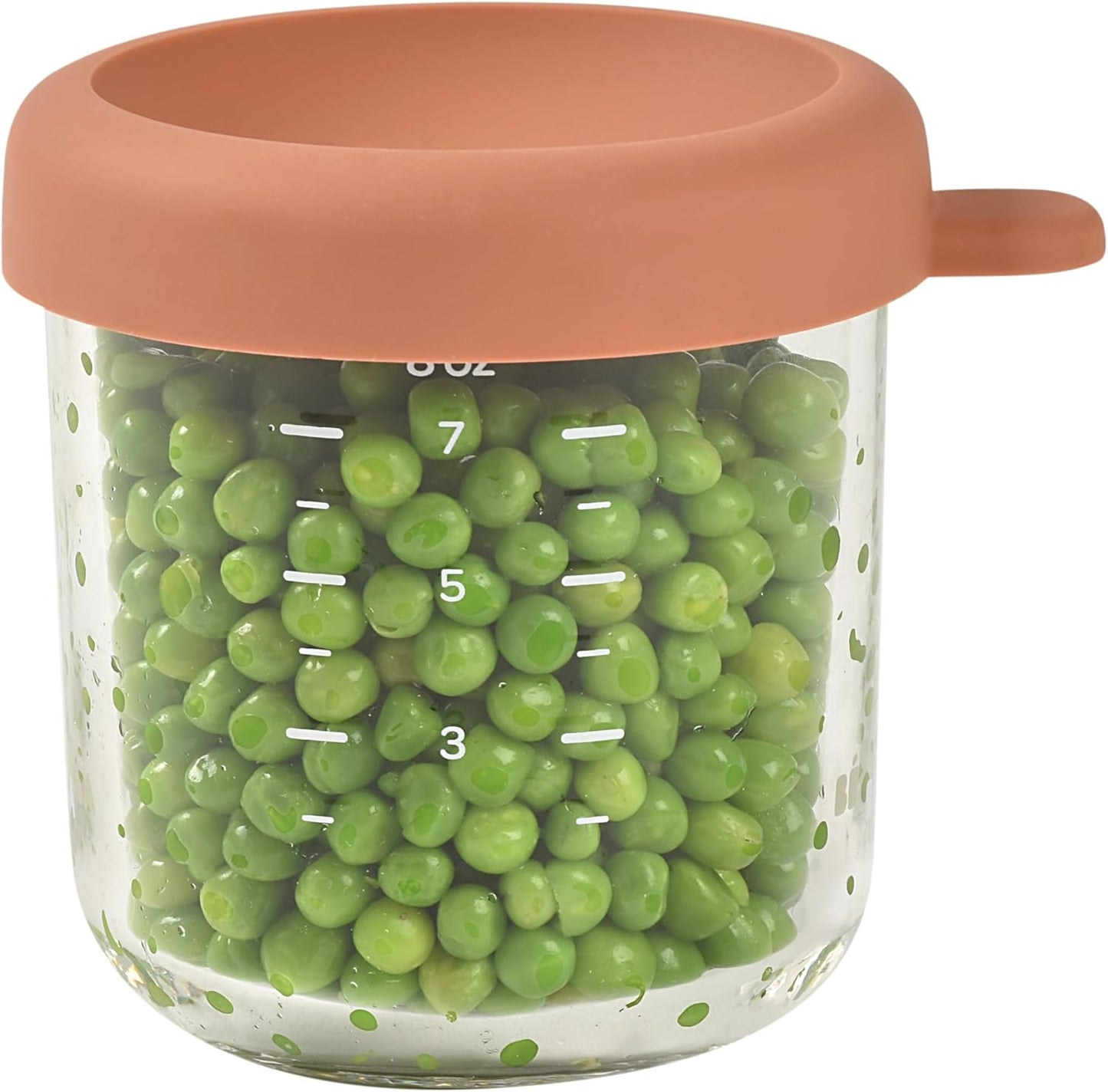 BEABA 8 oz Glass Baby Food Jars with Soft Silicone Air Tight Lids, Glass Storage Containers with