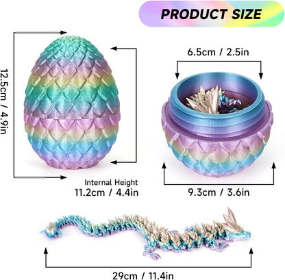3D Printed Dragon Egg,Dragon Eggs with Dragon Inside,Crystal Dragon Fidget Toys,Full Articulated