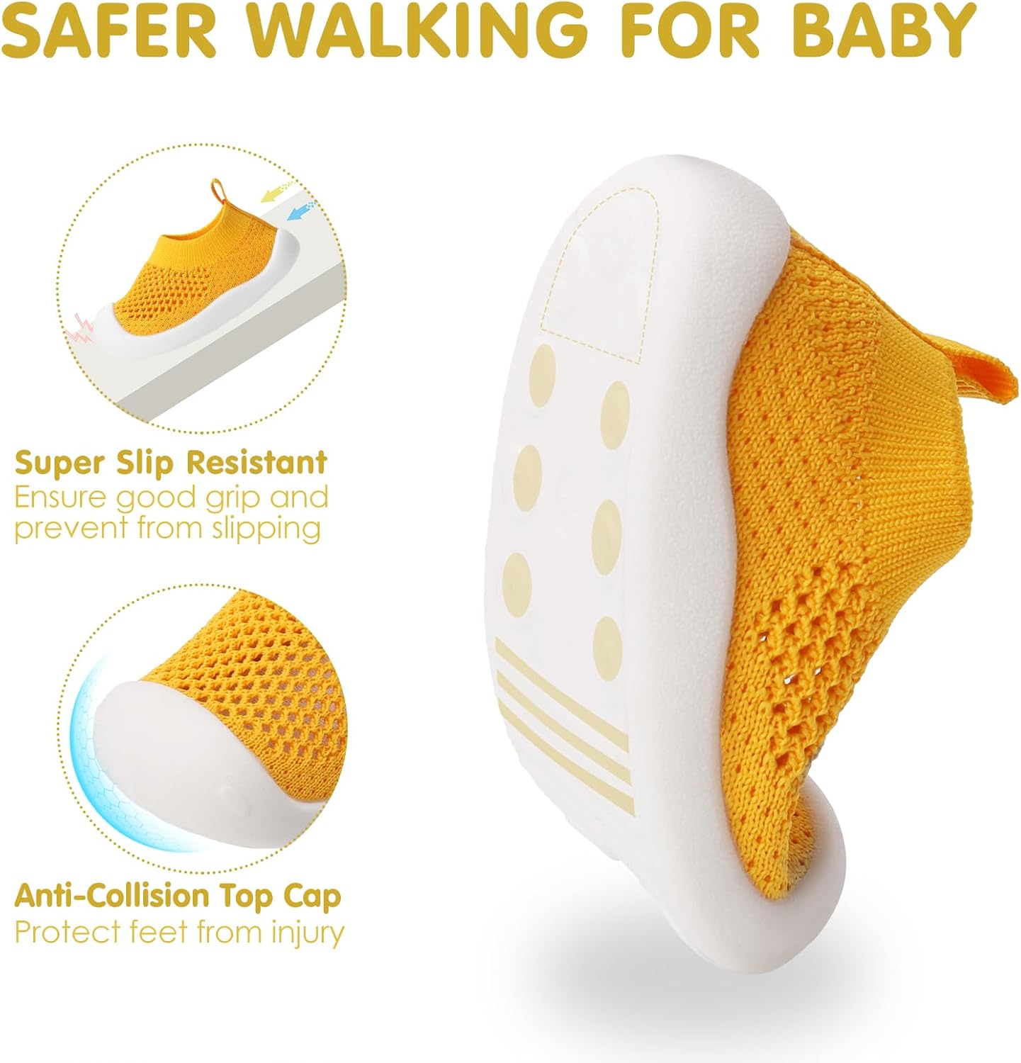 Baby Walking Shoes Toddler Girl Boy Soft Sole Breathable Mesh Slip on Summer Wide Shoes Infant Flexible Lightweight Non-Slip Safer Causal Tennis Shoes Toddler First Walkers Shoes Rubber Soles Outdoor
