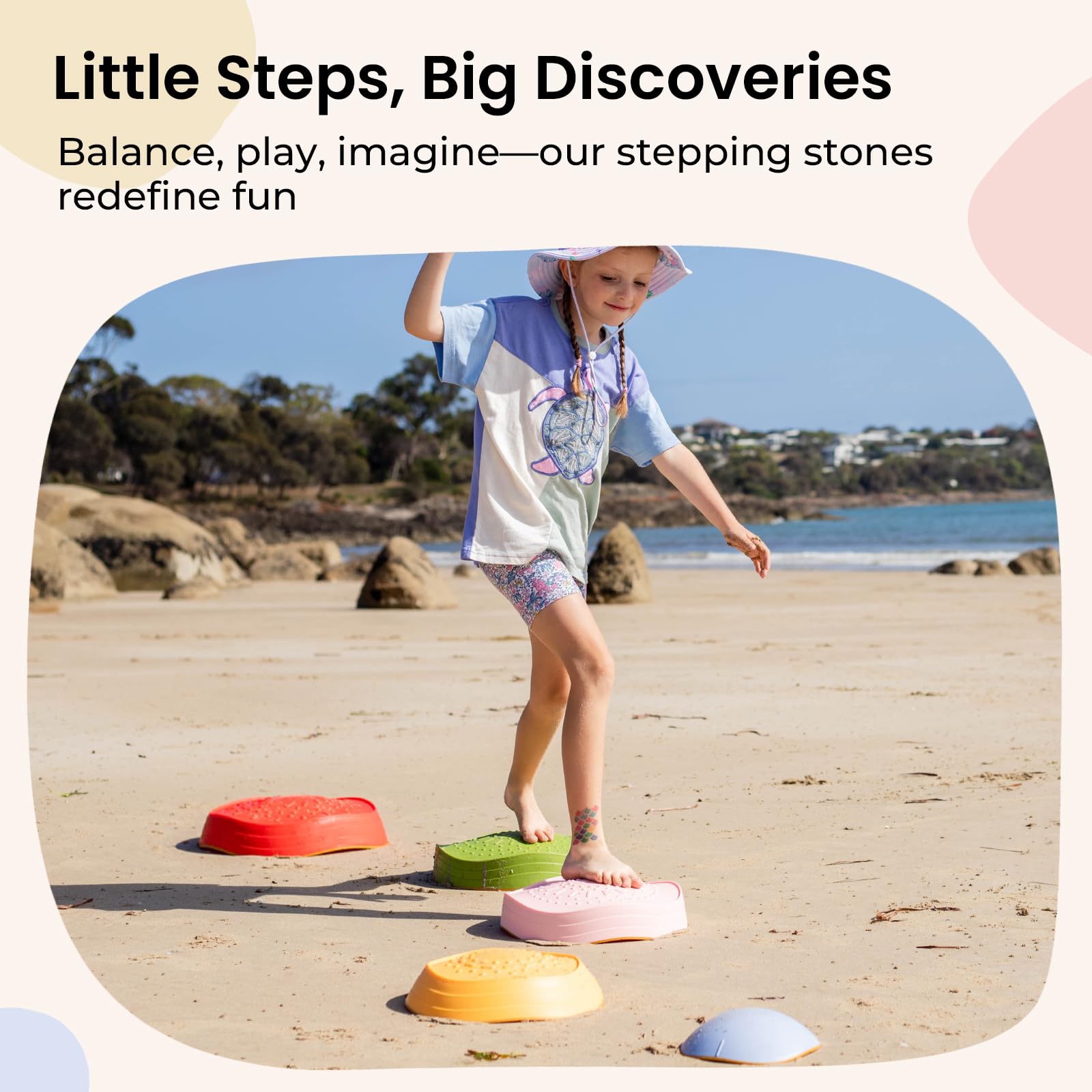 Tiny Land Stepping Stones for Kids, 5pcs Non-Slip Balance Toddler Toys