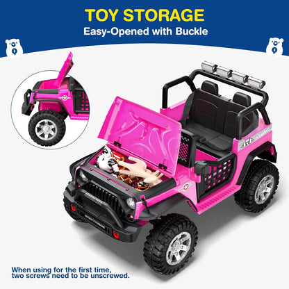 L8 2 Seater Ride On Car, 12V Kids Electric Car w/Remote Control, 4-Wheel Suspension, Bluetooth Speaker, Multi Music Modes, 3 Speeds, LED Lights, Xmas & Birthday Gift Ideas for Kids Ages 3+