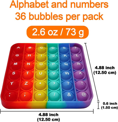 Alphabet Pop Fidget Toy Letters ABC Numbers Learning and Educational Toys Square Sensory Toys Popper Games Stress Relief Gifts for Kids 2 Packs Single Side(Uppercase and Lowercase Letters)