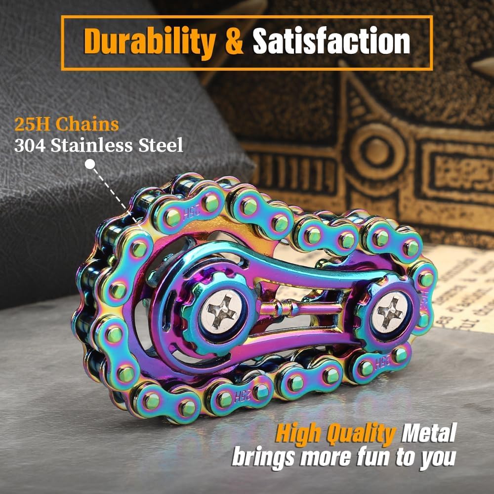 Cool Sprockets Hand Roller Fidget Chain Toys, Metal Fidget Spinner, Sensory Bike Chain Gears, EDC