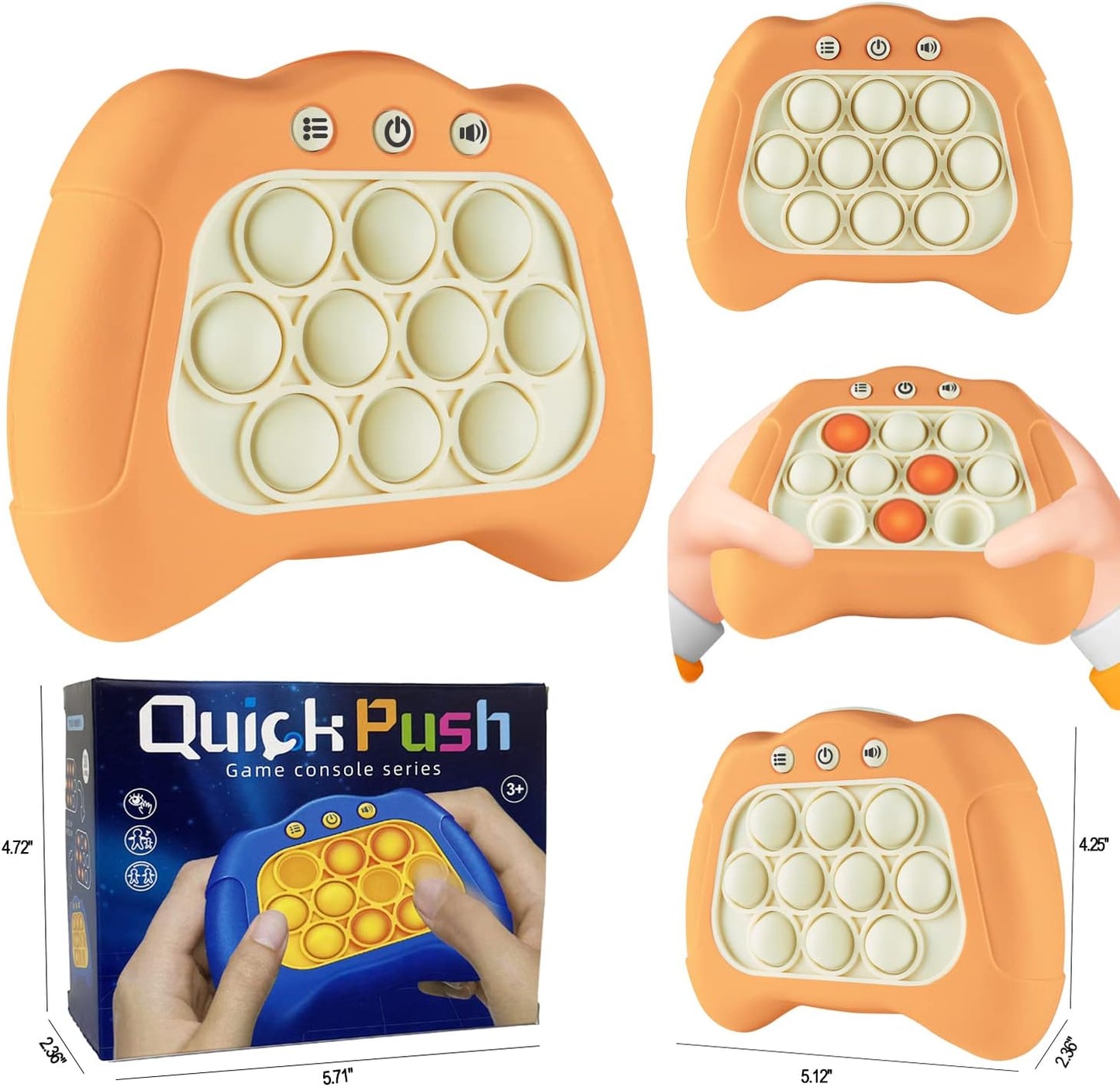 Pop The Target! Handheld Speed Pushing Game Machine: A Fun Multiplayer Game for Family. Fidget Game Toy for 6 7 8 9 10 11 12 Years Old Orange