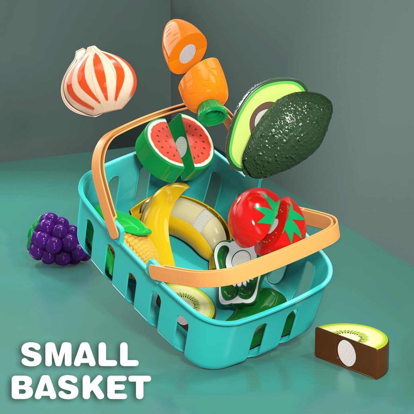 Cutting Play Food Toys for Kid, Pretend Play Kitchen Accessories, Fake Food