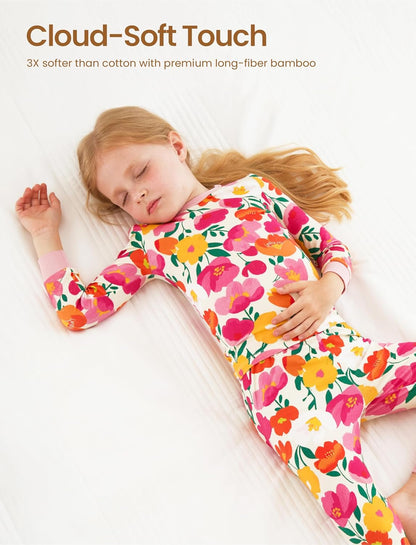 PATPAT Bamboo Viscose Pajama Set for Toddlers with Improved Tensile Strength, Snug Fit Pjs Sleeper for Baby Boys Girls Kids