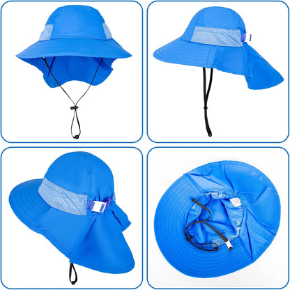 Toddler Baby Sun Hat Kids Summer UPF 50+ for Boys Girls Adjustable Beach Hats with Bucket Wide Brim Age 1-7 Years