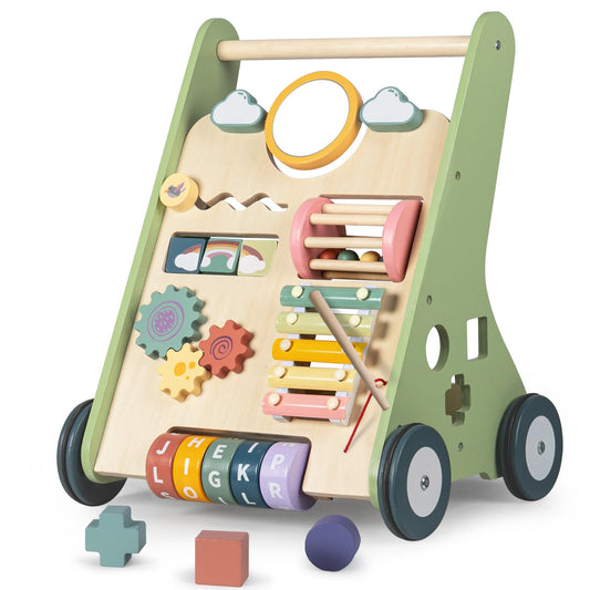 Bautia Wooden Baby Walker, Montessori Push Walker for Babies 10-12 Months