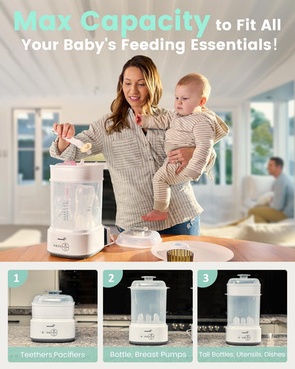 GROWNSY Bottle Sterilizer and Dryer, Compact Electric Steam Baby Bottle Sterilizer (Esterilizador