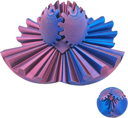 Gear Ball 3D Printed Gear Ball Fidget Toy, Gear Ball Fidget Toy, Perfect for Stress and Anxiety Relaxing fidget Toy, Desk Toy - Ideal for Sensory Needs and Autism (Laser Red Blue)