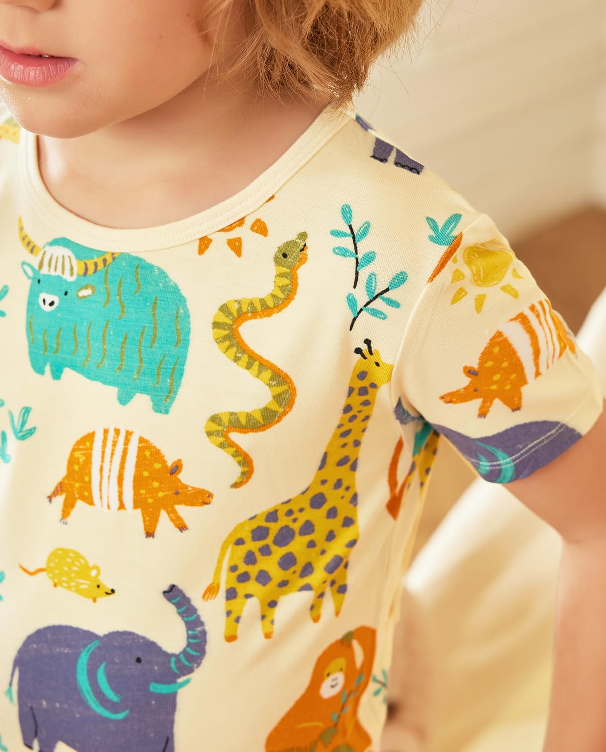 Bamboo Viscose Toddler Animal Pajamas Boys Girls Kids Cool Short Summer 12M-8Y Snug fit Pjs Set 2pcs