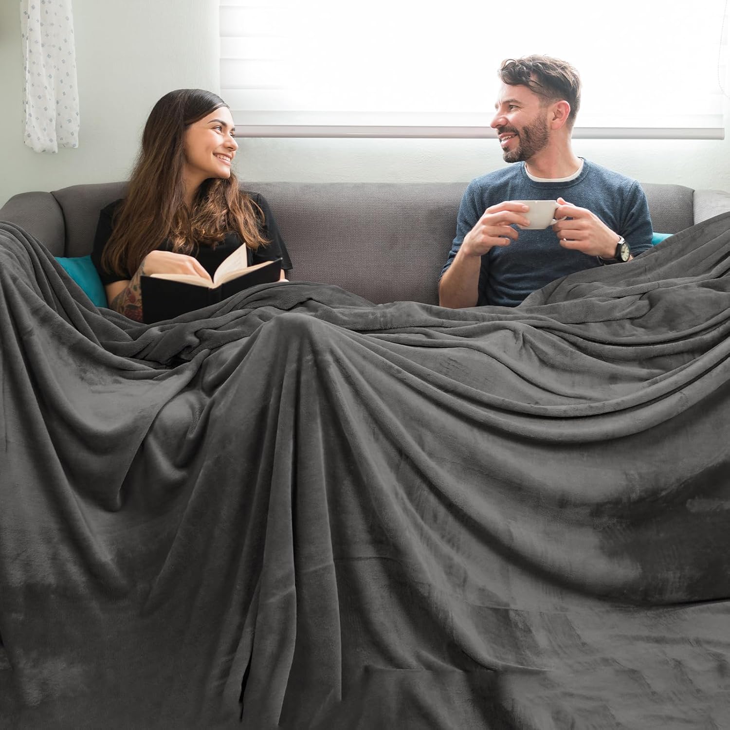 PHF Oversized King Fleece Blanket 120"x120", No Shed No Pilling Big Soft Blanket, Extra Large 10'x