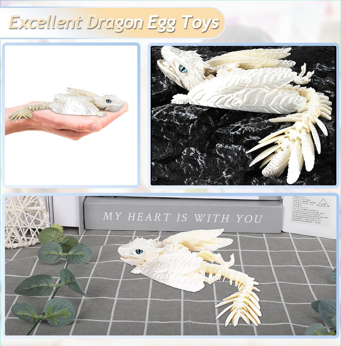 3D Printed Dragon, Feathered Wyvern Dragon, Articulated Dragon, Fidget Dragon Toys for Adult, Home Office Decor Executive Desk Toy